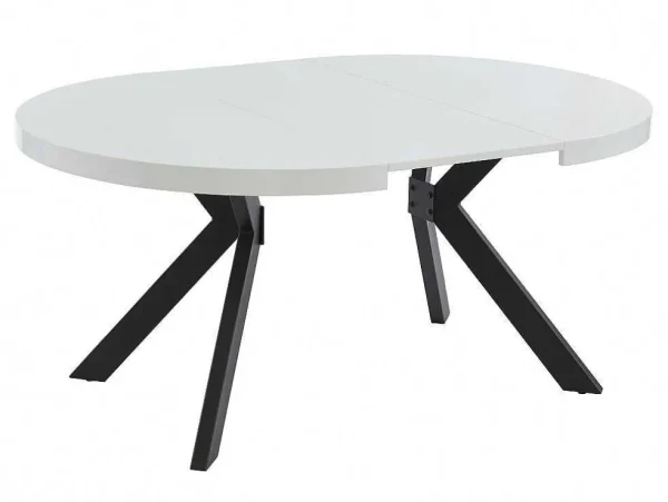 Shop Uitschuifbare Eettafel 4 Tot 8 Plaatsen Van Mdf En Staal - Wit Gelakt En Zwart - Komoni Eettafel