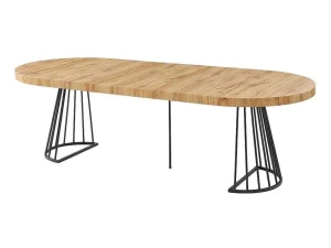 Cheap Uitschuifbare Eettafel 2 Tot 12 Plaatsen Van Mdf En Staal - Naturel En Zwart - Firela Eettafel