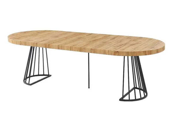 Cheap Uitschuifbare Eettafel 2 Tot 12 Plaatsen Van Mdf En Staal - Naturel En Zwart - Firela Eettafel