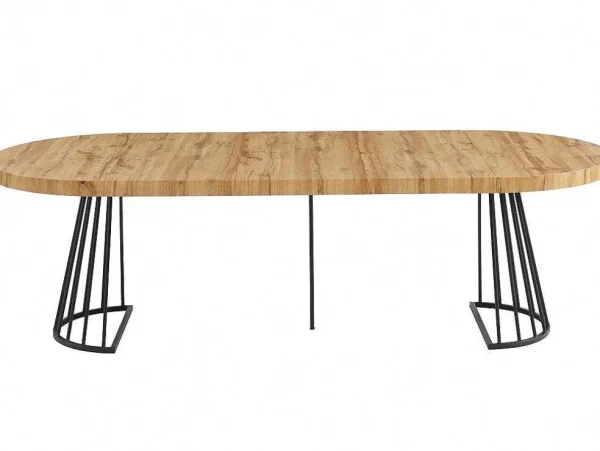 Cheap Uitschuifbare Eettafel 2 Tot 12 Plaatsen Van Mdf En Staal - Naturel En Zwart - Firela Eettafel