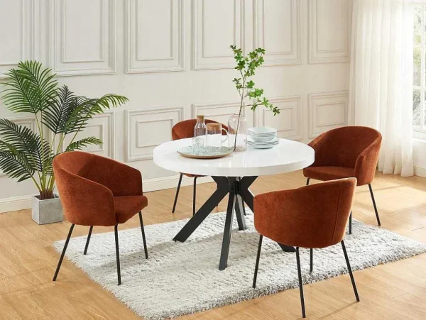 Shop Uitschuifbare Eettafel 4 Tot 8 Plaatsen Van Mdf En Staal - Wit Gelakt En Zwart - Komoni Eettafel