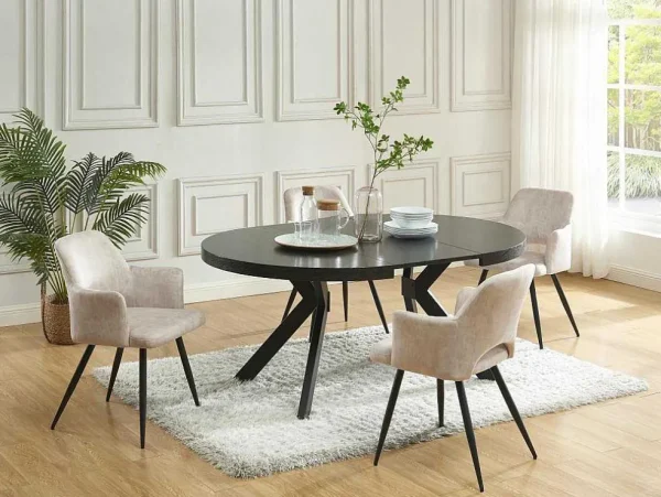 Cheap Uitschuifbare Eettafel 4 Tot 8 Personen Mdf En Staal Zwart Komoni Eettafel