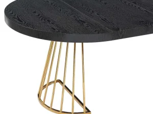 Best Uitschuifbare Eettafel 2 Tot 12 Plaatsen Van Mdf En Staal - Zwart En Goud - Firela Eettafel