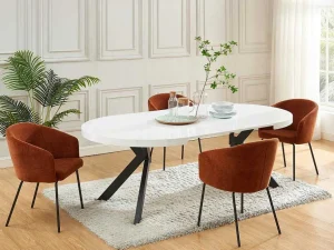 Shop Uitschuifbare Eettafel 4 Tot 8 Plaatsen Van Mdf En Staal - Wit Gelakt En Zwart - Komoni Eettafel