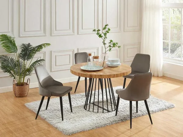 Cheap Uitschuifbare Eettafel 2 Tot 12 Plaatsen Van Mdf En Staal - Naturel En Zwart - Firela Eettafel