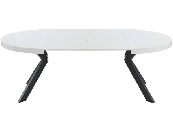 Shop Uitschuifbare Eettafel 4 Tot 8 Plaatsen Van Mdf En Staal - Wit Gelakt En Zwart - Komoni Eettafel