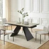 Shop Uitschuifbare Eettafel Voor 6-10 Personen In Keramiek, Gehard Glas En Metaal - Lichte Houtlook En Zwart - Suniva Eettafel