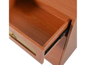 Clearance Uitschuifbare Kaptafel - 8 Laden En 1 Spiegel Met Led - Retrostijl - Bruin (Kruk Niet Inbegrepen) Kaptafels