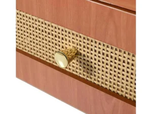 Clearance Uitschuifbare Kaptafel - 8 Laden En 1 Spiegel Met Led - Retrostijl - Bruin (Kruk Niet Inbegrepen) Kaptafels