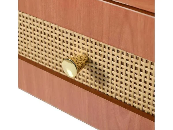Clearance Uitschuifbare Kaptafel - 8 Laden En 1 Spiegel Met Led - Retrostijl - Bruin (Kruk Niet Inbegrepen) Kaptafels