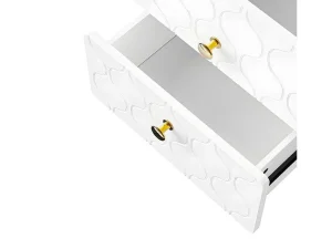 Cheap Uitschuifbare Kaptafel Met Golvenpatroon - Met 5 Laden - Gelakte Fronten - Wit (Zonder Spiegel Of Kruk) Kaptafels