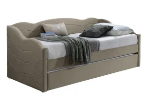 Cheap Uitschuifbare Slaapbank 2 X 90 X 190 Cm - Velours - Beige - Lenvia Bed Met Slaaplade