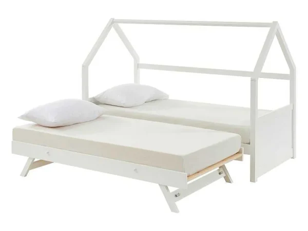 Clearance Uitschuifbed 2 X 90 X 190 Cm - Grenen - Wit - Hurra Bed Met Slaaplade