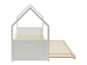 Clearance Uitschuifbed 2 X 90 X 190 Cm - Grenen - Wit - Hurra Bed Met Slaaplade