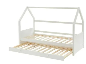 Best Sale Uitschuifbed 2 X 90 X 190 Cm - Grenen - Wit + Matras - Hurra Bed Met Slaaplade