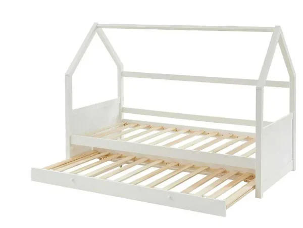 Best Sale Uitschuifbed 2 X 90 X 190 Cm - Grenen - Wit + Matras - Hurra Bed Met Slaaplade