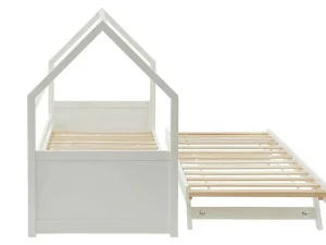 Best Sale Uitschuifbed 2 X 90 X 190 Cm - Grenen - Wit + Matras - Hurra Bed Met Slaaplade