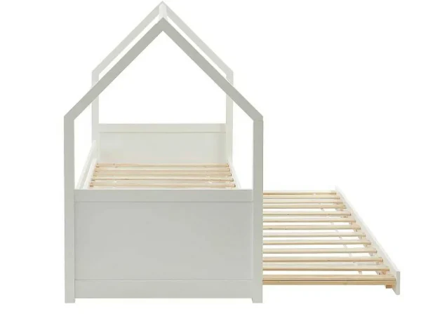 Best Sale Uitschuifbed 2 X 90 X 190 Cm - Grenen - Wit + Matras - Hurra Bed Met Slaaplade