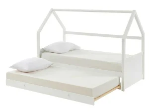 Best Sale Uitschuifbed 2 X 90 X 190 Cm - Grenen - Wit + Matras - Hurra Bed Met Slaaplade