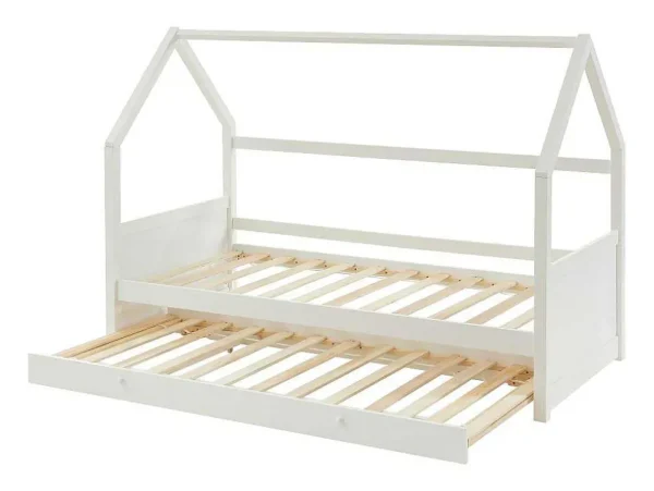 Clearance Uitschuifbed 2 X 90 X 190 Cm - Grenen - Wit - Hurra Bed Met Slaaplade