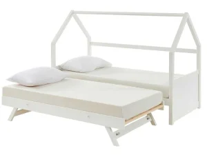 Best Sale Uitschuifbed 2 X 90 X 190 Cm - Grenen - Wit + Matras - Hurra Bed Met Slaaplade