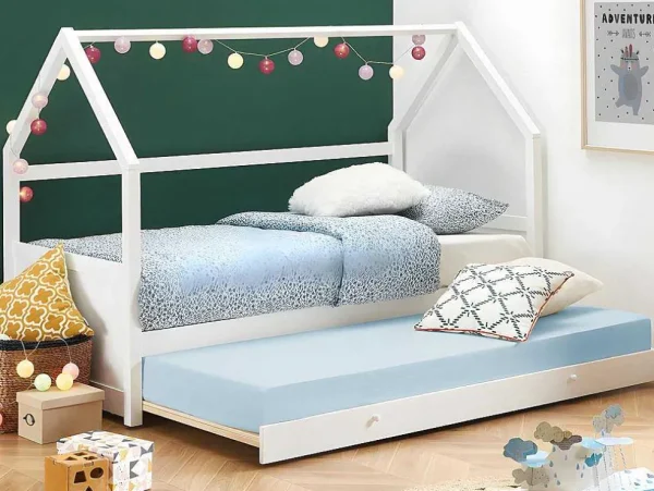 Best Sale Uitschuifbed 2 X 90 X 190 Cm - Grenen - Wit + Matras - Hurra Bed Met Slaaplade