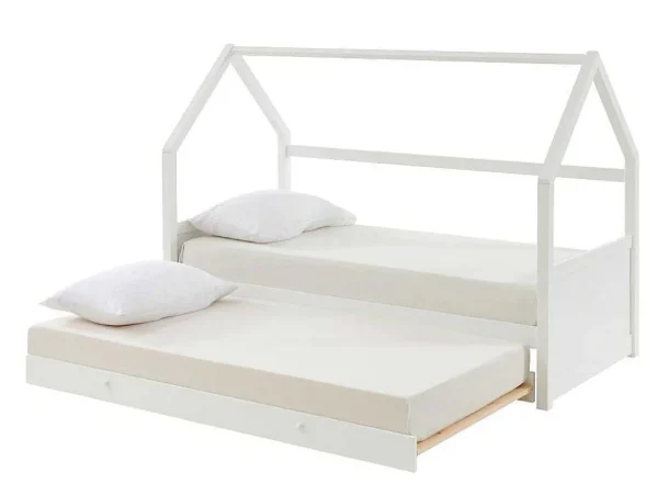 Clearance Uitschuifbed 2 X 90 X 190 Cm - Grenen - Wit - Hurra Bed Met Slaaplade