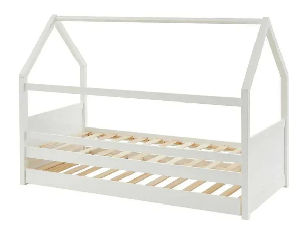 Best Sale Uitschuifbed 2 X 90 X 190 Cm - Grenen - Wit + Matras - Hurra Bed Met Slaaplade