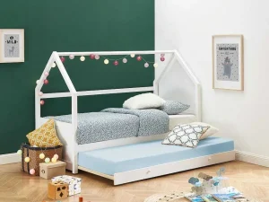 Best Sale Uitschuifbed 2 X 90 X 190 Cm - Grenen - Wit + Matras - Hurra Bed Met Slaaplade