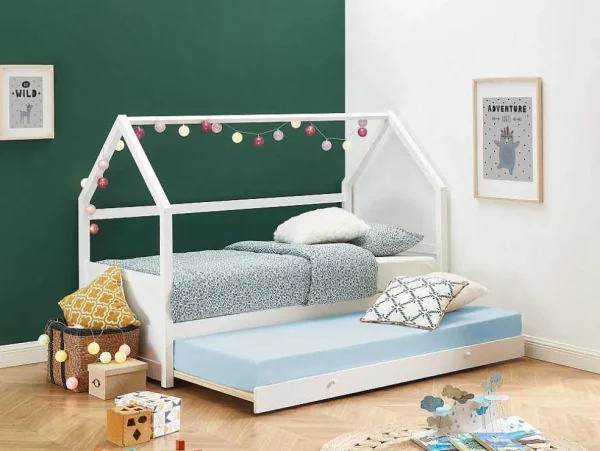 Best Sale Uitschuifbed 2 X 90 X 190 Cm - Grenen - Wit + Matras - Hurra Bed Met Slaaplade