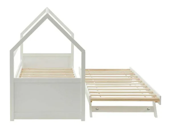 Clearance Uitschuifbed 2 X 90 X 190 Cm - Grenen - Wit - Hurra Bed Met Slaaplade