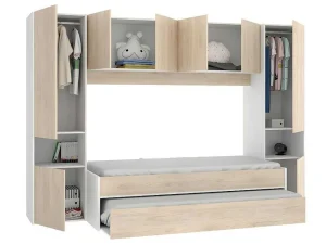Online Uitschuifbed Selena - 90 X 190 Cm - Kleur: Eiken En Wit Kinderbed