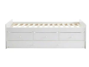 Fashion Uitschuifbed Titouan Met 3 Lades - Mdf En Dennenhout - Wit + Matras Bed Met Slaaplade