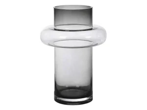 New Vaas Van Getint Glas - D20,5 X H30 Cm - Glas - Gerookt Grijs - Valoit Decoratieobject Voor Binnen
