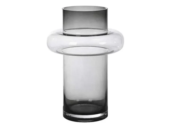 New Vaas Van Getint Glas - D20,5 X H30 Cm - Glas - Gerookt Grijs - Valoit Decoratieobject Voor Binnen