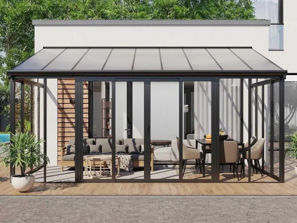 Best Sale Veranda Van Aluminium En Polycarbonaat Met Uv-Bescherming - 15,8 M - Antraciet - Mathilda Prieel, Pergola, Gazebo En Kiosk