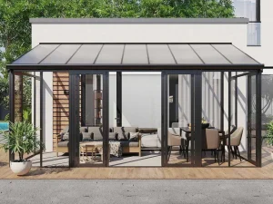 Best Sale Veranda Van Aluminium En Polycarbonaat Met Uv-Bescherming - 15,8 M - Antraciet - Mathilda Prieel, Pergola, Gazebo En Kiosk