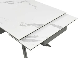 Shop Verlengbare Eettafel 6 Tot 10 Plaatsen Van Keramiek En Metaal - Wit Marmereffect En Antraciet - Corema Van Eettafel