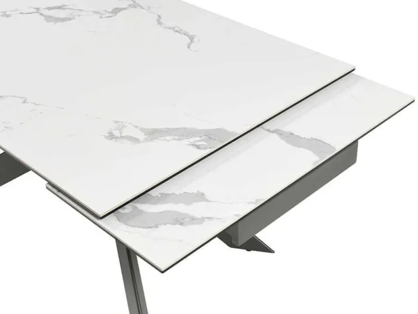 Shop Verlengbare Eettafel 6 Tot 10 Plaatsen Van Keramiek En Metaal - Wit Marmereffect En Antraciet - Corema Van Eettafel