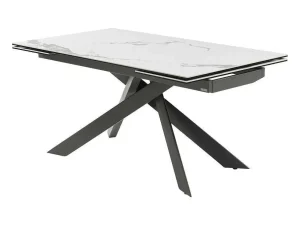 Shop Verlengbare Eettafel 6 Tot 10 Plaatsen Van Keramiek En Metaal - Wit Marmereffect En Antraciet - Corema Van Eettafel