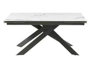 Shop Verlengbare Eettafel 6 Tot 10 Plaatsen Van Keramiek En Metaal - Wit Marmereffect En Antraciet - Corema Van Eettafel