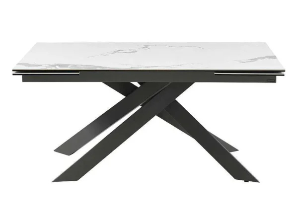Shop Verlengbare Eettafel 6 Tot 10 Plaatsen Van Keramiek En Metaal - Wit Marmereffect En Antraciet - Corema Van Eettafel