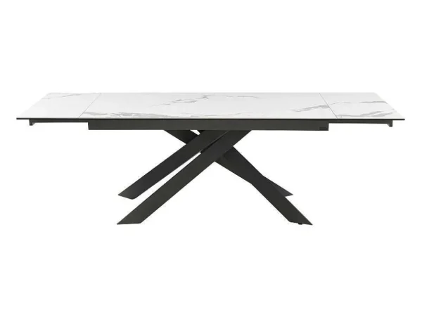 Shop Verlengbare Eettafel 6 Tot 10 Plaatsen Van Keramiek En Metaal - Wit Marmereffect En Antraciet - Corema Van Eettafel