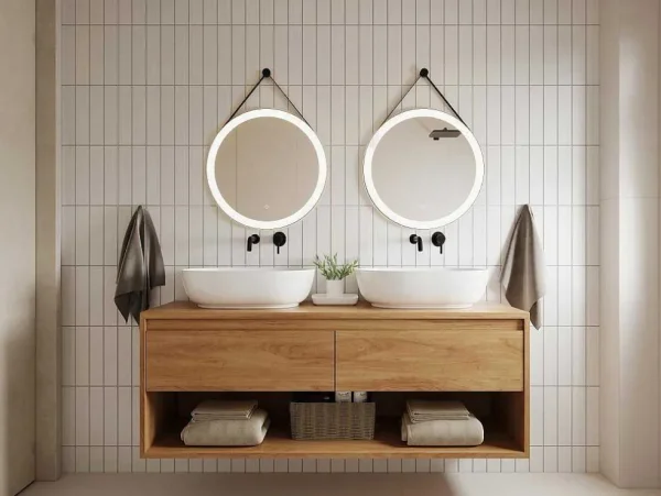 Best Verlichte Badkamerspiegel Met Antibewaseming En Zwart Kader Met Een Haak - 60 X 60 Cm Borja Accessoires & Spiegels