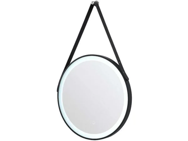 Best Verlichte Badkamerspiegel Met Antibewaseming En Zwart Kader Met Een Haak - 60 X 60 Cm Borja Accessoires & Spiegels