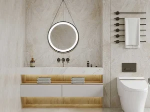 Best Verlichte Badkamerspiegel Met Antibewaseming En Zwart Kader Met Een Haak - 60 X 60 Cm Borja Accessoires & Spiegels