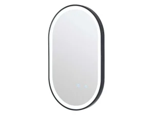 Cheap Verlichte Ovale Badkamerspiegel Met Antibewaseming En Zwart Kader - 50 X 80 Cm Alarico Accessoires & Spiegels