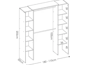 Cheap Verstelbare Kledingkast Dorian Met Gordijn - L 110/180 Cm - Kleuren: Wit En Grijs Kledingkast