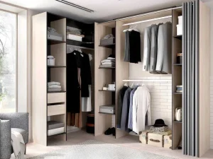 New Verstelbare Kledingkast Dorian - L164/234 Cm - Eiken En Antraciet Kledingkast
