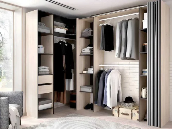 New Verstelbare Kledingkast Dorian - L164/234 Cm - Eiken En Antraciet Kledingkast